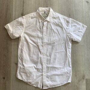 Native Code Mens Short Sleeve Button‎ Down Shirt White Cotton Size M RN144487